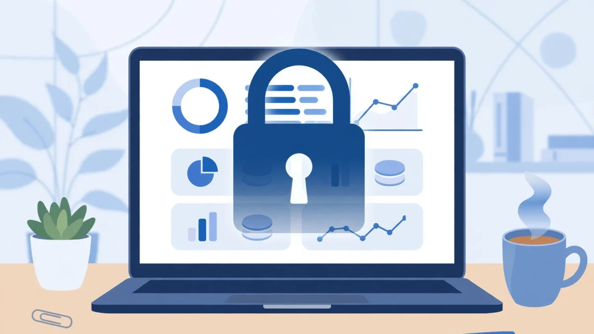 Laptop showing a credit bureau website with a padlock icon representing a credit freeze