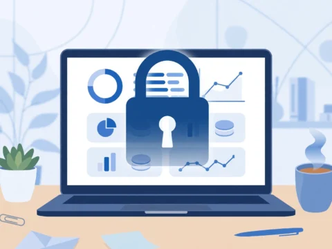 Laptop showing a credit bureau website with a padlock icon representing a credit freeze