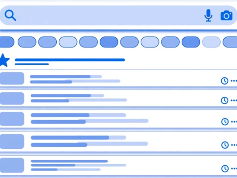 Illustration of a Google Search results page with the star icon beside Top Stories used to set preferred sources