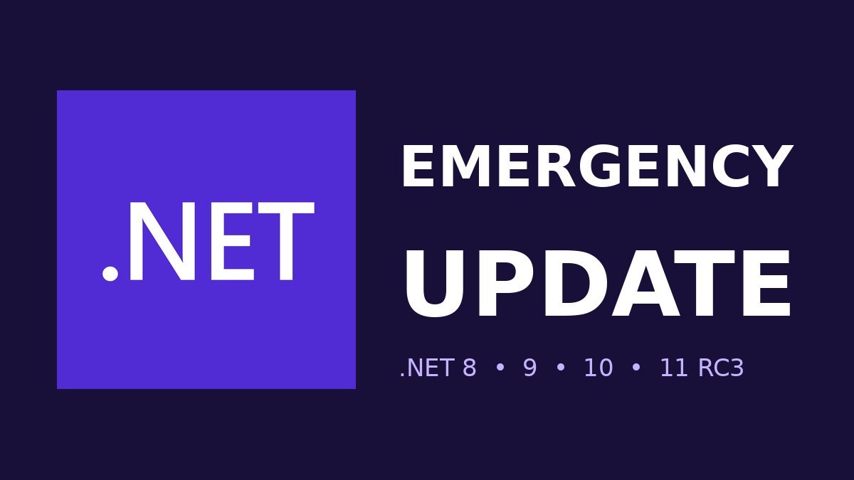 Microsoft .NET logo with emergency security update warning graphic