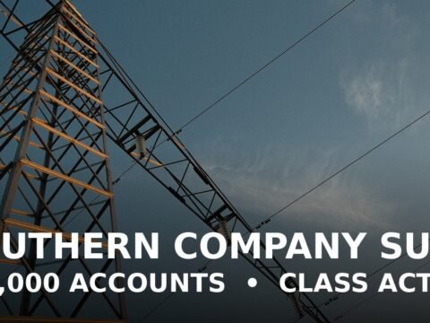Power transmission lines against the sky, illustrating the Southern Company data breach lawsuit