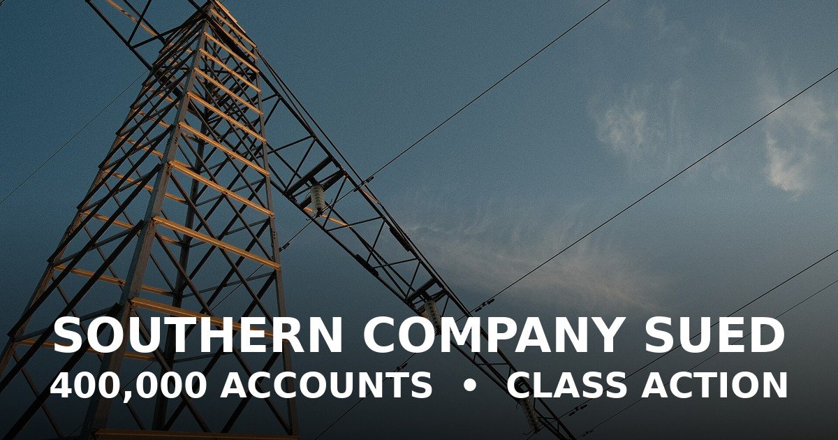 Power transmission lines against the sky, illustrating the Southern Company data breach lawsuit