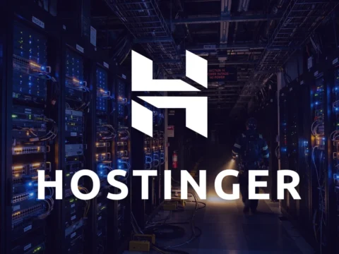 Hostinger logo over a dark data center during the October 20, 2026 outage